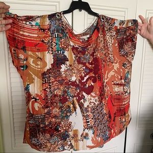 Plus size cold shoulder blouse